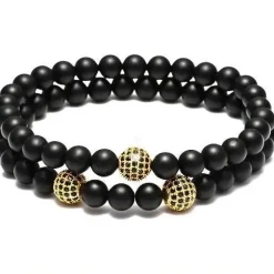 2 perlearmbånd "Onyx"