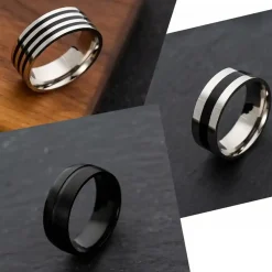 3 ringe i rustfri stål sælges samlet