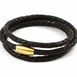 3 x læder armbånd med gylden lås.