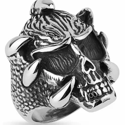 Angry skullface bikerring