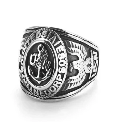 Anker og ørn ringen i rustfri stål