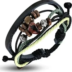 Armbånd i læder og bomuld.