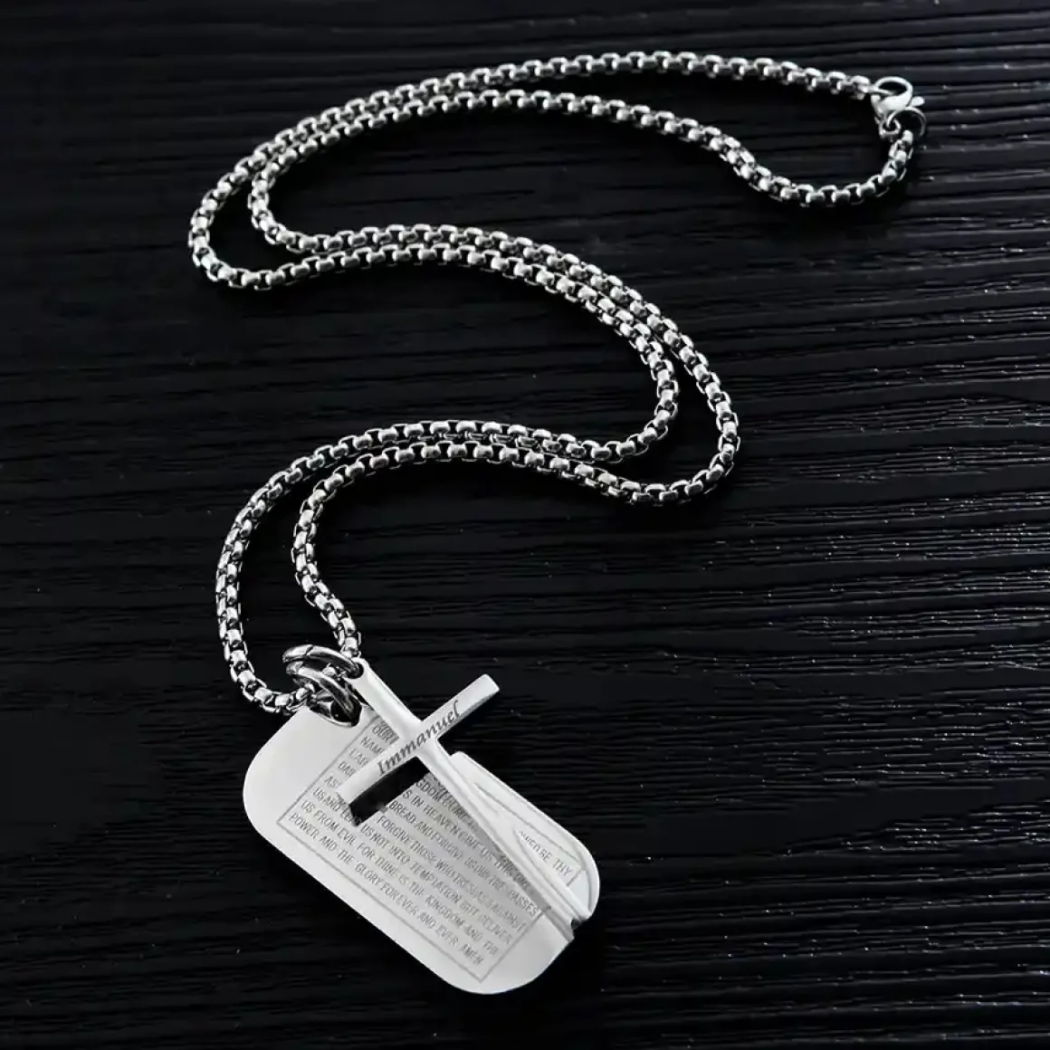 Bible Dog Tags and Cross / halskæde
