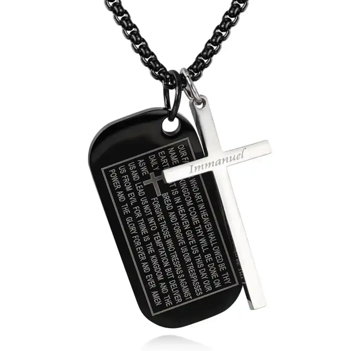 Bible Dog Tags and Cross / halskæde
