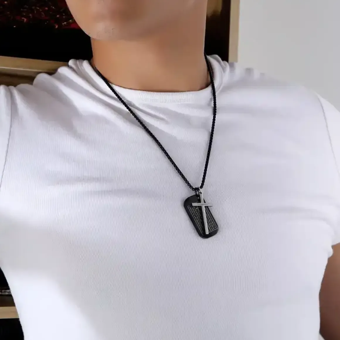 Bible Dog Tags and Cross / halskæde