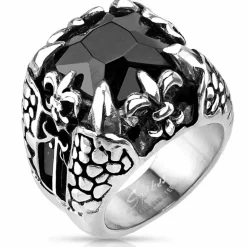 Black Monarch Ring – Herre ring i rustfrit stål med sort sten