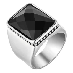 Black Titan Square Ring – Herrering i Rustfri Stål