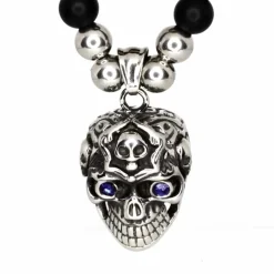 Blackstone perlehalskæde med skull hoved i stål.
