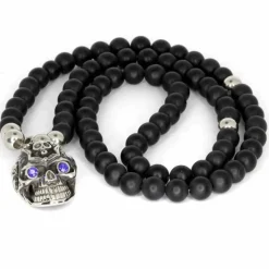 Blackstone perlehalskæde med skull hoved i stål.