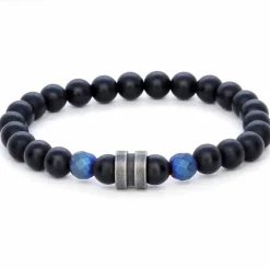 Blue face perlearmbånd med oxy. stål