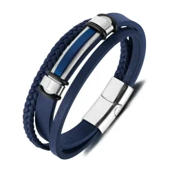 Blue imt. læderarmbånd.