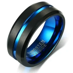 Blue Thin line tungstenring