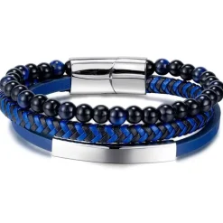 Blue wice armbånd med læder og perler.