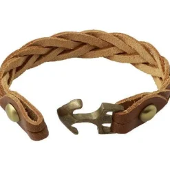 Brun Læderflettet armbånd.