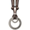 Brun læderhalskæde med ringe