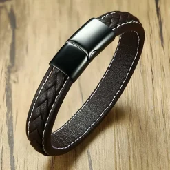 Brunt imt. læder armbånd