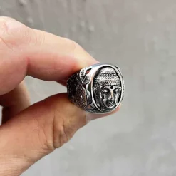 Buddha bikerring i ædelstål