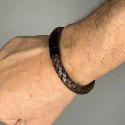 Chart læderarmbånd Brun/sort.