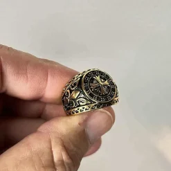 Circel celtic kors forgyldt stålring