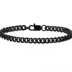 Cuban herrearmbånd i blackcoatet stål.