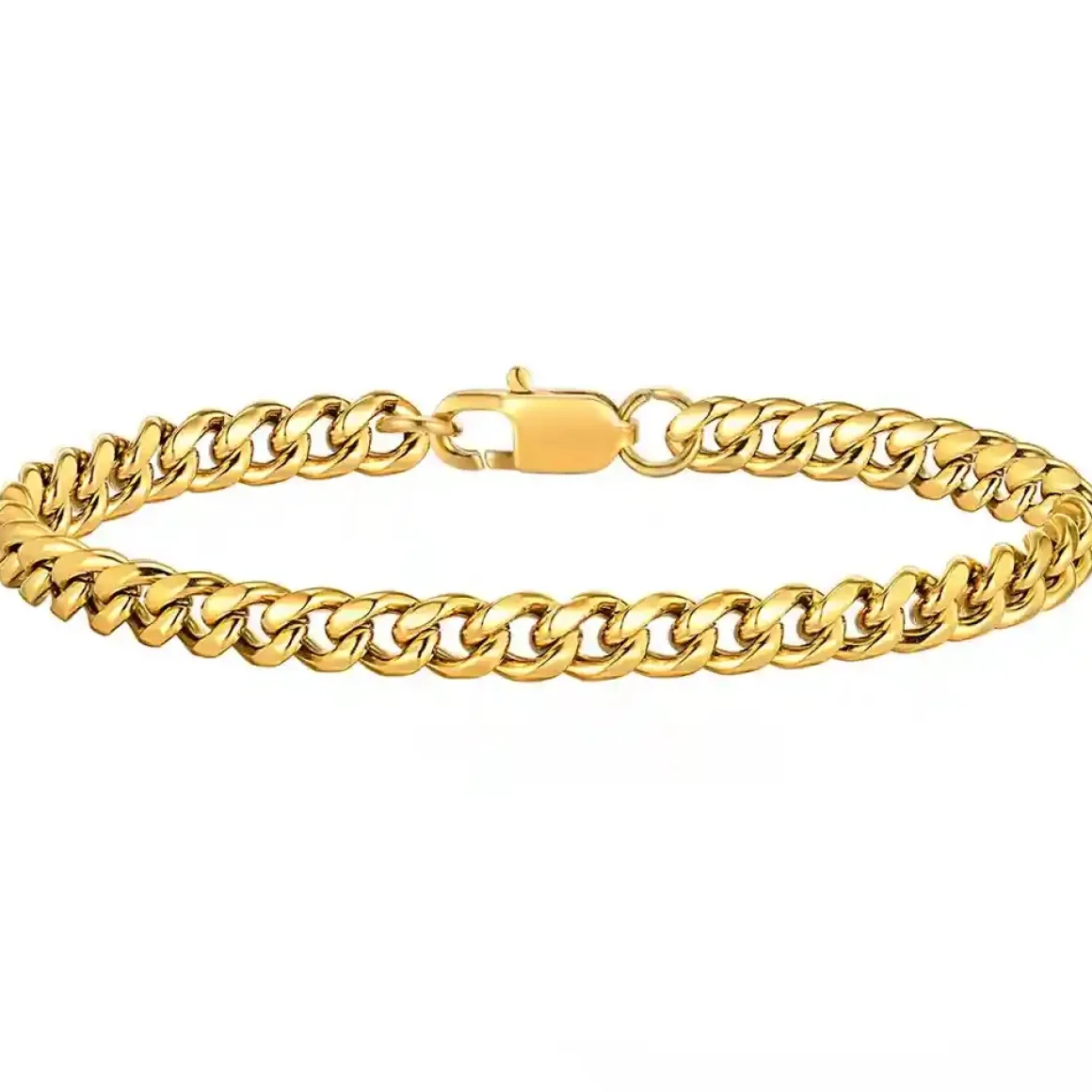 Cuban herrearmbånd i forgyldt stål.