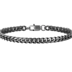 Cuban herrearmbånd i oxyderet stål.