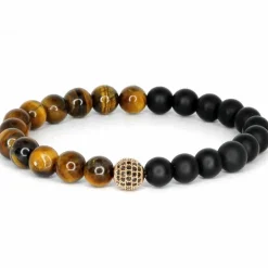 Eduard perlearmbånd Tigereye og Blackstone