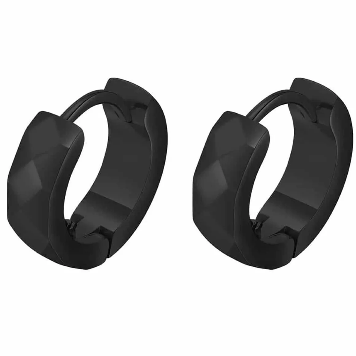 Facet ørering i sort IP blackcoat ædelstål