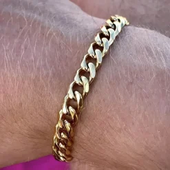 Forgyldt Link armbånd i rustfri stål 7mm bred