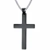 Gene halskæde med kors blackcoatet 5x3 cm