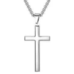Gloss korssmykke i blank stål.