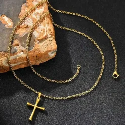 Golden Faith kors halssmykke rustfri stål