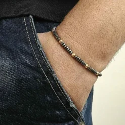Golden hamatit armbånd med 4mm perler