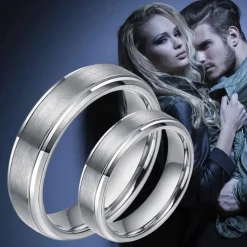 Hacky ring til forlovelse eller vielse i tungsten