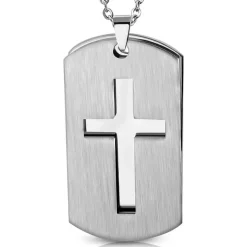 Halssmykke i Rustfrit stål kors 1,8 x 3 cm