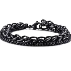 Hammersort Dobbelt stålarmbånd X2