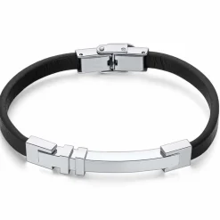 Helyz herrearmbånd istål & imt. læder