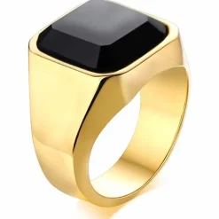 Herre ring "Rock" i forgyldt Rustfri stål.