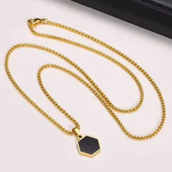 Hexa Gold Black – Herrehalskæde i rustfrit stål
