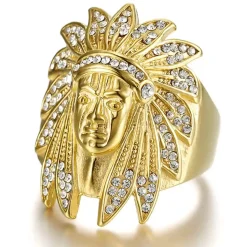 Indianer ringe med CZ sten forgyldt IP