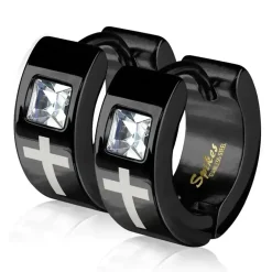 Kors og cirkon ørering IP belagt