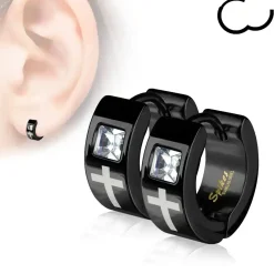 Kors og cirkon ørering IP belagt