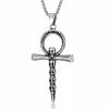 Kors skull halssmykke i stål.