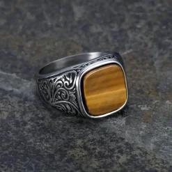 Kubal designring i ædelstål og Tigereye