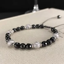 Lapiz og onyx perlearmbånd