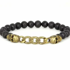 Lava perlearmbånd med Skull Bronze