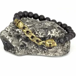 Lava perlearmbånd med Skull Bronze