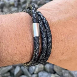 Læderarmbånd trible "Steel"