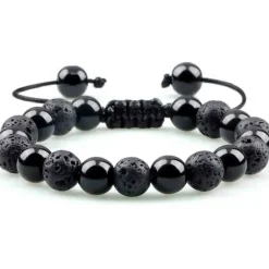 Leli perlearmbånd sort lava/blackstone
