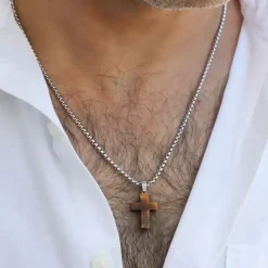 Lille korssmykke til mænd kæde på 50cm